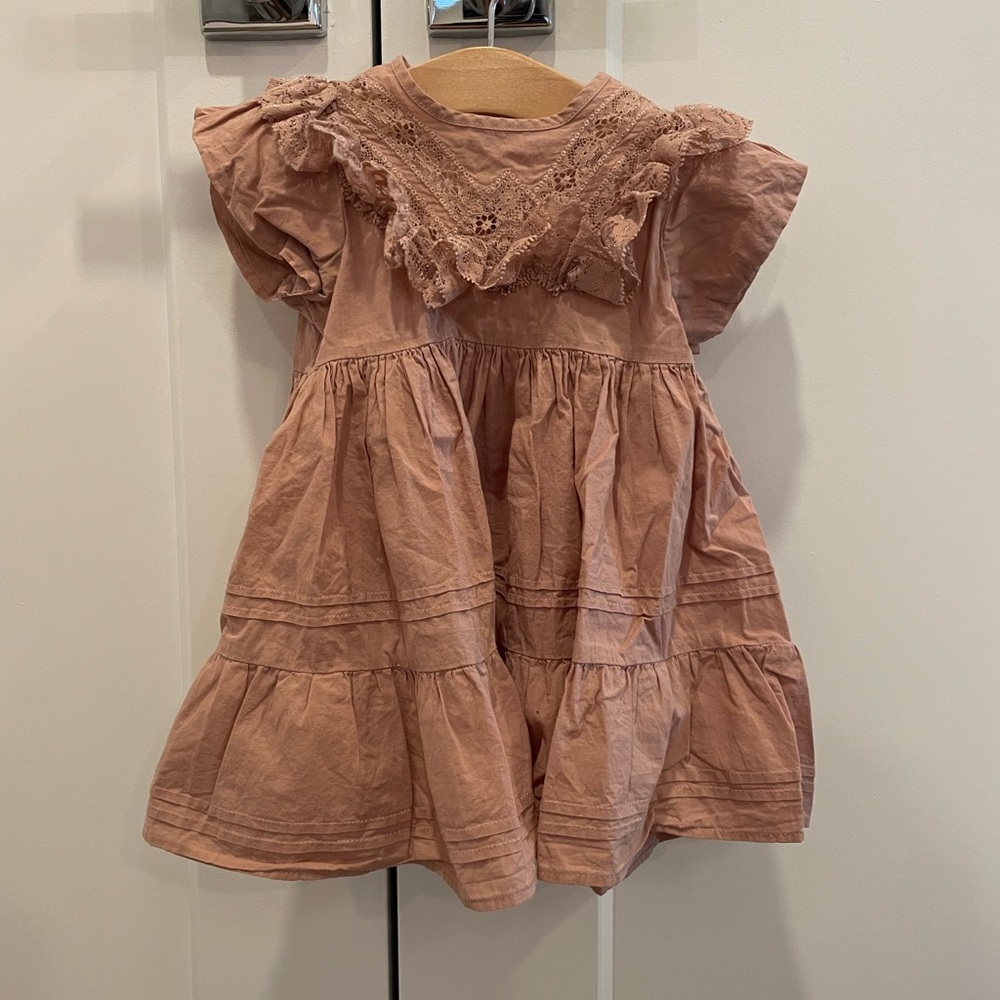 Noralee lace tiered dress in rose - 6 months